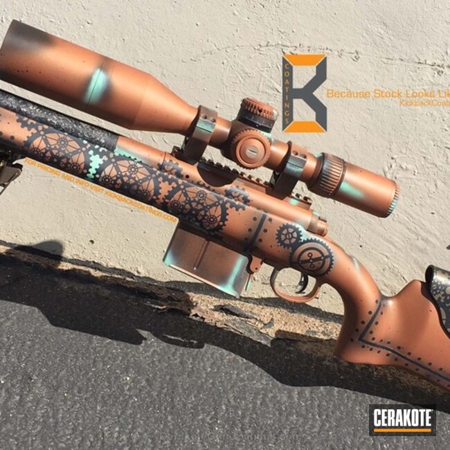 Cerakoted: Bolt Action Rifle,Sniper Grey H-234,Robin's Egg Blue H-175,Midnight Bronze H-294,Optics