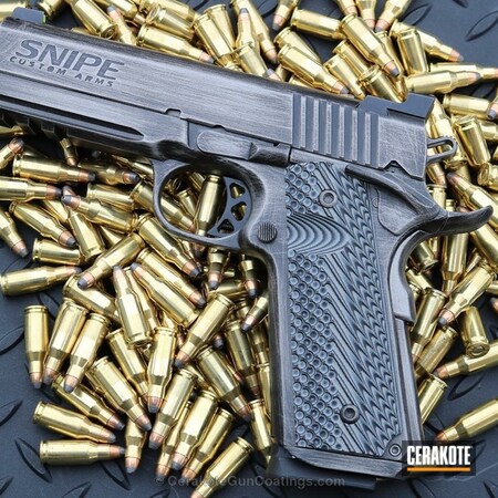 Powder Coating: Snipe Custom Arms,1911,Handguns,Pistol,Armor Black H-190,Titanium H-170