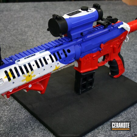 Powder Coating: Snow White H-136,NRA Blue H-171,AR Pistol,USMC Red H-167,Tactical Rifle,American Flag,AR-15,Stars and Stripes