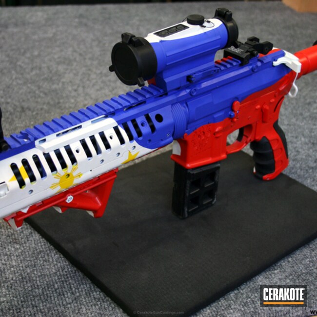Cerakoted: AR Pistol,NRA Blue H-171,Snow White H-136,USMC Red H-167,Tactical Rifle,American Flag,Stars and Stripes,AR-15