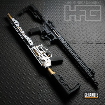 Cerakoted H-136 Snow White With H-122 Gold, H-146 Graphite Black And H-234 Sniper Grey