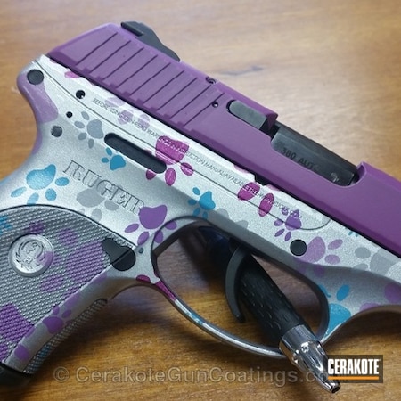 Powder Coating: Wild Purple H-197,Girls Gun,Pistol,.380,Pawprints,Ruger