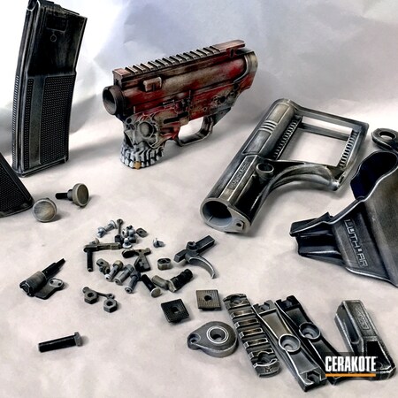 Powder Coating: Hidden White H-242,Graphite Black H-146,Spike's Tactical The Jack,Spike's Tactical,DESERT SAND H-199,USMC Red H-167,Spikes Receiver,Tactical Rifle,Gun Parts,Skull