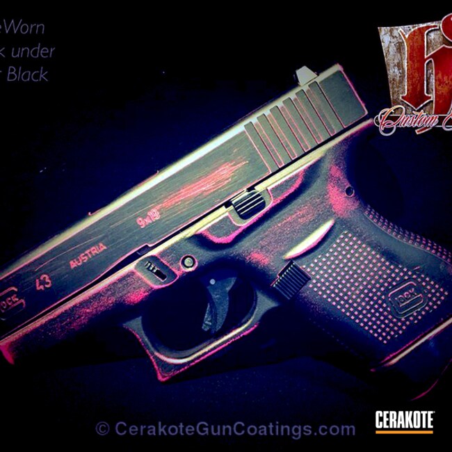 Cerakoted: Battleworn,SIG™ PINK H-224,Armor Black H-190,Pistol,Glock 43,Ladies