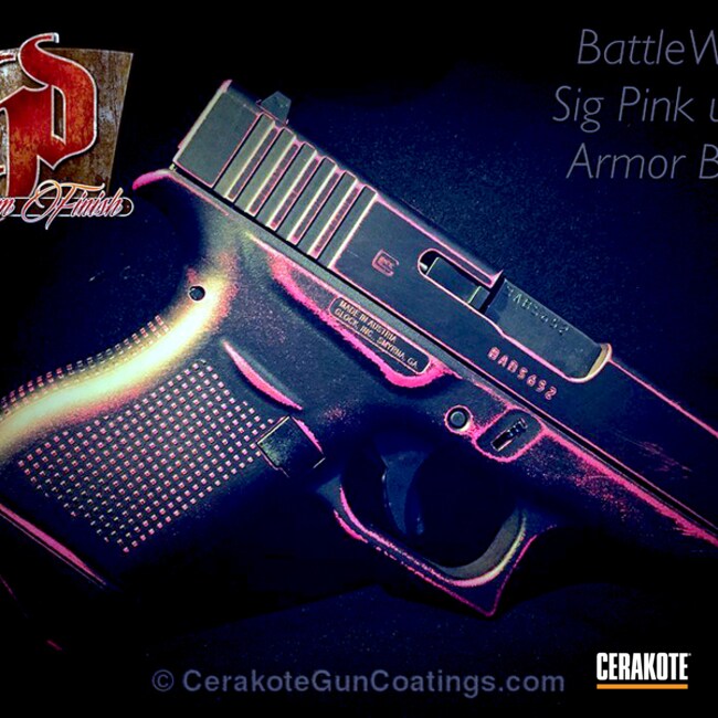 Cerakoted: Battleworn,SIG™ PINK H-224,Armor Black H-190,Pistol,Glock 43,Ladies