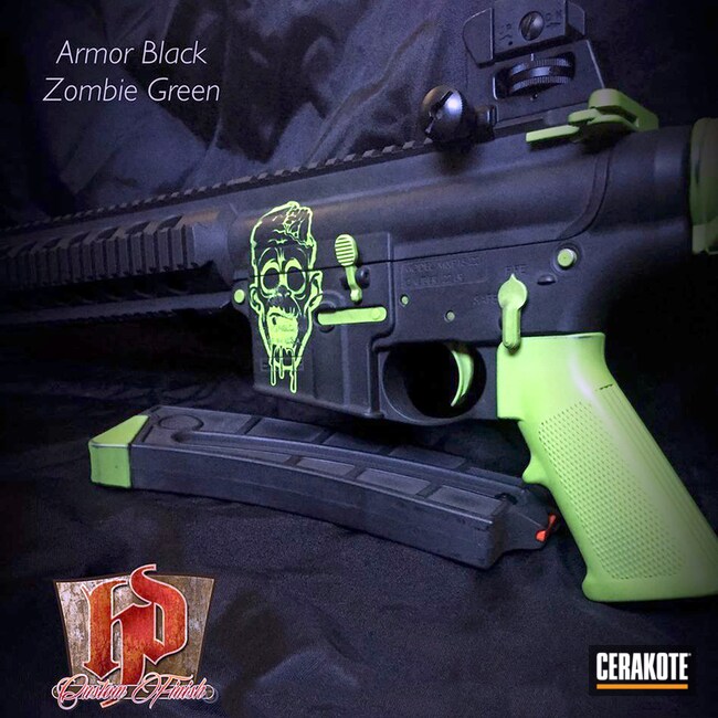 Cerakoted: Zombie,Zombie Green H-168,Armor Black H-190,Tactical Rifle,22lr,Remington 15-22