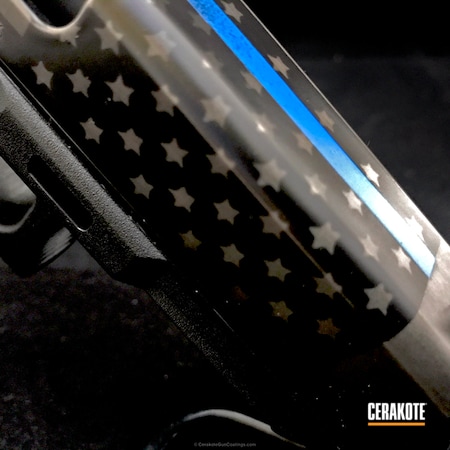 Powder Coating: Graphite Black H-146,Glock,NRA Blue H-171,Thin Blue Line,Pistol,Glock 23,American Flag