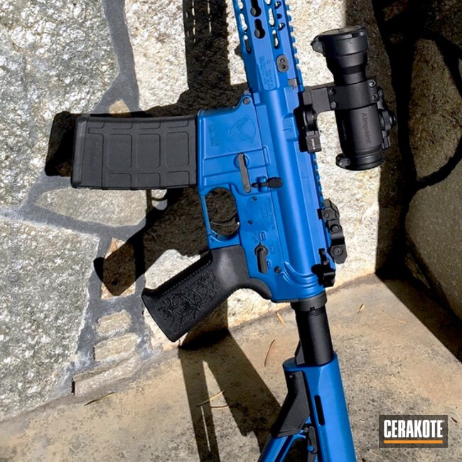 Cerakoted: Rifle,Aimpoint,Spike's Tactical,Tactical Rifle,.223,AR Rifle,BCM Tactical Handguard,5.56,Honeybadger,Sky Blue H-169