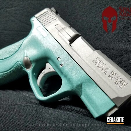 Powder Coating: Conceal Carry,Smith & Wesson,Ladies,Crushed Silver H-255,Pistol,Tiffany & Co,Robin's Egg Blue H-175,Shield