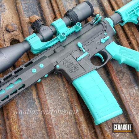 Powder Coating: Smith & Wesson M&P,Smith & Wesson,Two Tone,Scope,Tactical Rifle,Robin's Egg Blue H-175,Tungsten H-237,Nikon