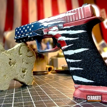 Powder Coating: KEL-TEC® NAVY BLUE H-127,Bright White H-140,Glock,Pistol,American Flag,FIREHOUSE RED H-216,Torn Pattern