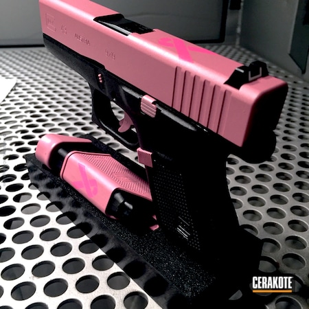 Powder Coating: Glock 43,Glock,Pink,Girls Gun,Crushed Silver H-255,Pistol,Breast Cancer Awareness,Prison Pink H-141