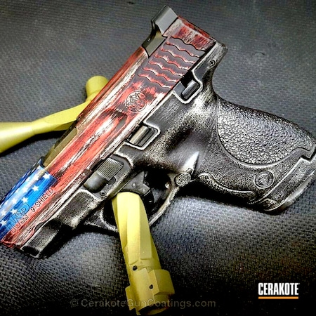 Powder Coating: Smith & Wesson,Distressed,M&P Shield,NRA Blue H-171,Pistol,American Flag,Old Glory,FIREHOUSE RED H-216,Shield,M&P Shield 9mm,Titanium H-170