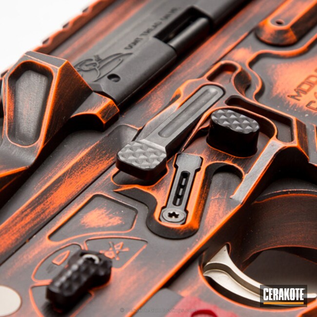 Cerakoted: AR Pistol,Executive Ordnance,Graphite Black H-146,Distressed,Tactical Rifle,Hunter Orange H-128,AR-15