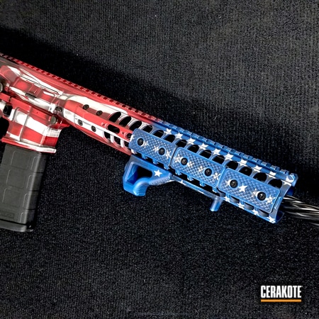 Powder Coating: Bright White H-140,Graphite Black H-146,LWRC International,Distressed,NRA Blue H-171,Patriotic,Tactical Rifle,American Flag,Old Glory,FIREHOUSE RED H-216,AR-15,Team America Theme