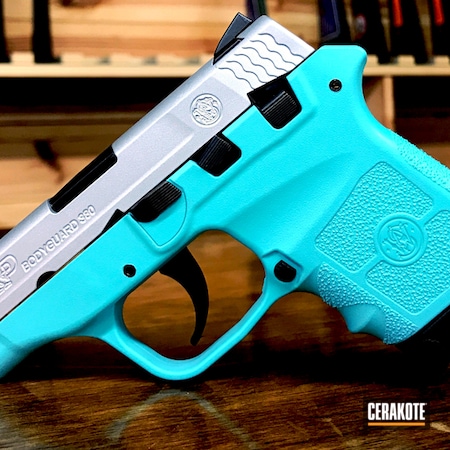 Powder Coating: Smith & Wesson M&P,Bodygaurd 380,Satin Aluminum H-151,Compact,Smith & Wesson,Two Tone,Pistol,Robin's Egg Blue H-175