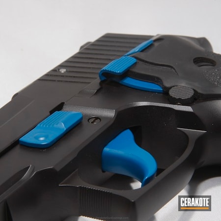 Powder Coating: Graphite Black H-146,Thin Blue Line,Sig Sauer,Pistol,Sig Sauer P226,Blue Lives Matter,Sky Blue H-169