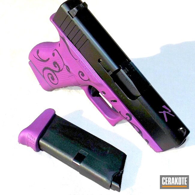Cerakoted: Graphite Black H-146,Wild Purple H-197,Pistol,Glock,Glock 43,Ladies