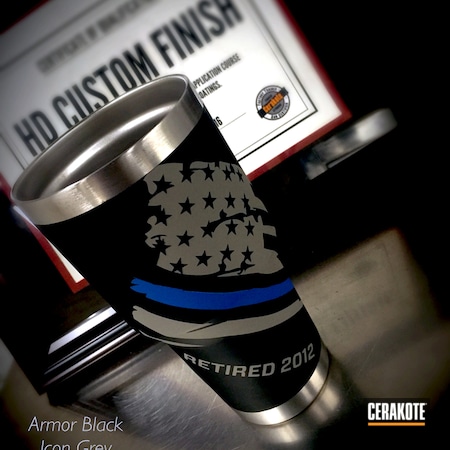 Powder Coating: Ozark Trail,Custom Tumbler Cup,Thin Blue Line,Tumbler,ICON Grey H-125,Armor Black H-190,American Flag,Ridgeway Blue H-220,Blue Lives Matter,More Than Guns,Law Enforcement