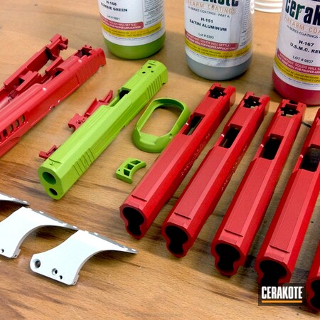 Powder Coating: Slide,Satin Aluminum H-151,Zombie Green H-168,Airsoft,Pistol,USMC Red H-167
