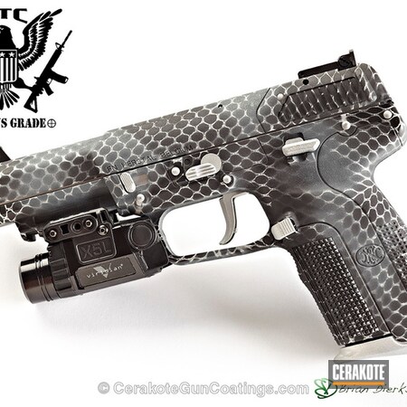 Powder Coating: Graphite Black H-146,Satin Aluminum H-151,Handguns,FN Herstal,Blue Titanium H-185