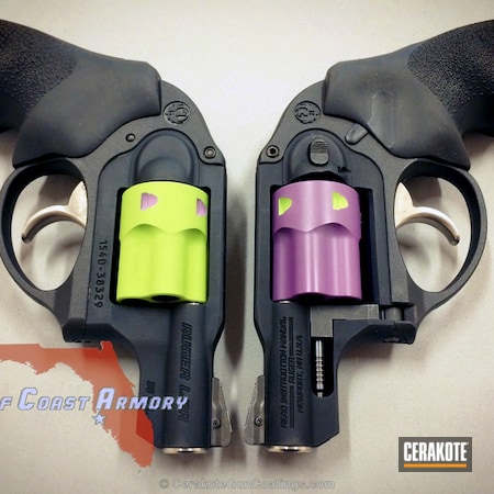 Powder Coating: Zombie Green H-168,Girls Gun,Ruger LCR,Revolver,Wheel Gun,Bright Purple H-217,Hammerless Revolver,Ruger