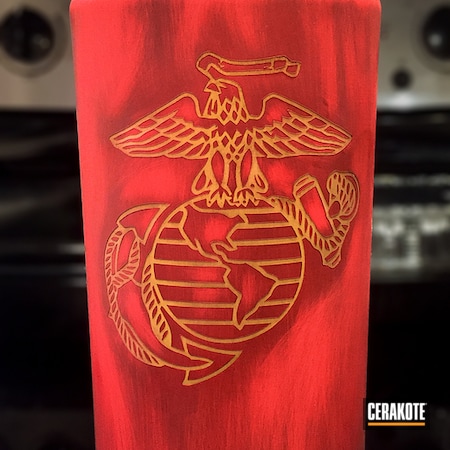 Powder Coating: Gold H-122,USMC Red H-167,EGA,YETI Cup,Marines Logos,More Than Guns,Worn,Cups,YETI