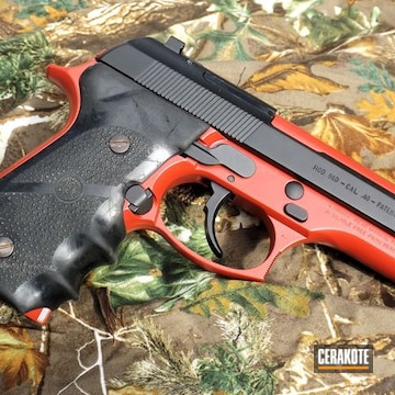 Cerakoted H-146 Graphite Black And H-216 Smith & Wesson Red