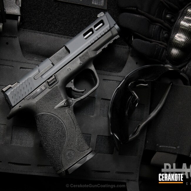 Cerakoted: MAGPUL® STEALTH GREY H-188,Smith & Wesson,Canada,Solid Tone,Stippled,Pistol