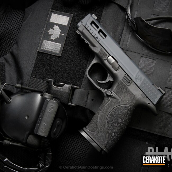 Cerakoted: MAGPUL® STEALTH GREY H-188,Smith & Wesson,Canada,Solid Tone,Stippled,Pistol