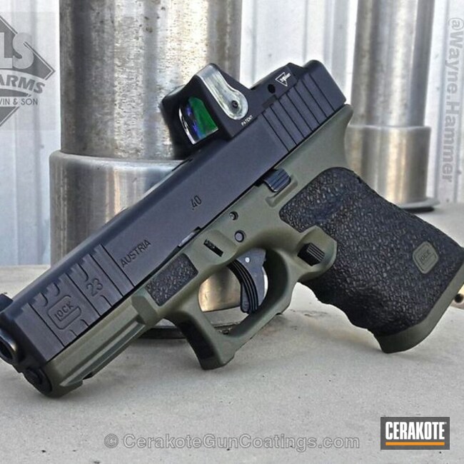 Cerakoted: Graphite Black H-146,Two Tone,Pistol,Glock,Glock 23,O.D. Green H-236,RMR Optic,Handguns