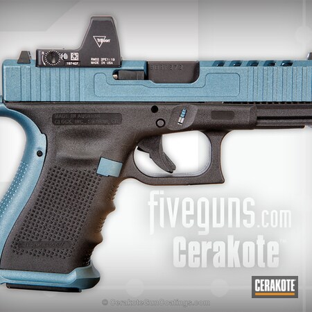Powder Coating: Glock,Two Tone,Pistol,Blue Titanium H-185,Glock 19,Tijicon RMR,Slide Cut,Zev Glock