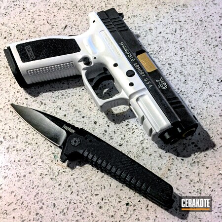 Powder Coating: 9mm,Bright White H-140,Graphite Black H-146,Two Tone,Pistol,Gold H-122,Springfield XD,Knives and Guns,Springfield Armory,Kershaw,Stippled