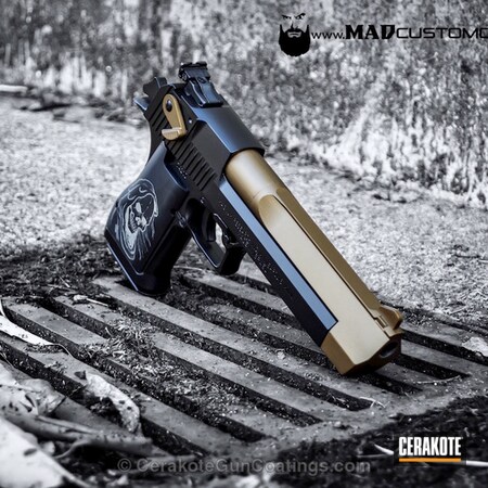 Powder Coating: Graphite Black H-146,Two Tone,Handguns,Pistol,Desert Eagle,.50 cal,Magnum Research Inc,Reaper,Burnt Bronze H-148