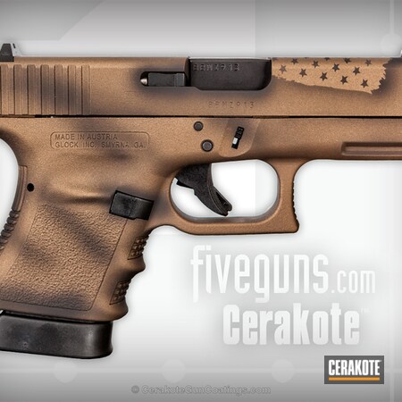 Powder Coating: Graphite Black H-146,Glock,Stencil,Glock 36,Pistol,Patriotic,Burnt Bronze H-148,Stars and Stripes,Fade
