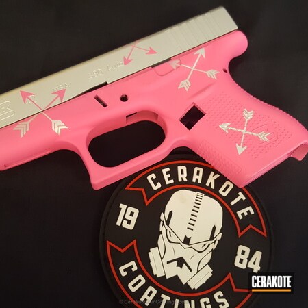 Powder Coating: Satin Aluminum H-151,Glock,Girls Gun,Pistol,Glock 42,Prison Pink H-141