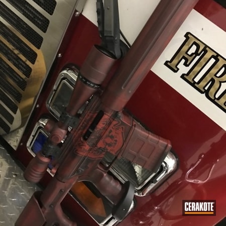 Powder Coating: Crimson H-221,AR 308,DPMS Panther Arms,Armor Black H-190,Firefighter,.308,Thin Red Line,AR-10,FIREHOUSE RED H-216,Fireman