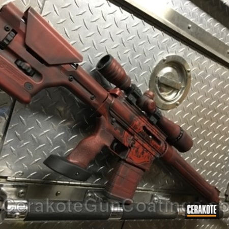 Powder Coating: Crimson H-221,AR 308,DPMS Panther Arms,Armor Black H-190,Firefighter,.308,Thin Red Line,AR-10,FIREHOUSE RED H-216,Fireman