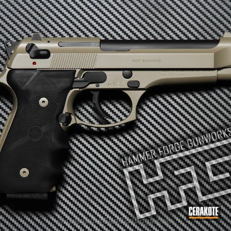 Powder Coating: 9mm,Graphite Black H-146,Cerakote Elite Series,Handguns,Pistol,Beretta,Sand E-150G,Beretta M9,Sand E-150