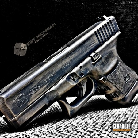 Powder Coating: Graphite Black H-146,Glock,.45 ACP,Distressed,Pistol,Battleworn,Flat Dark Earth H-265