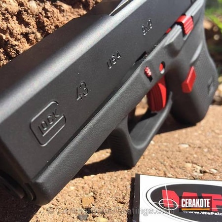 Powder Coating: Glock 43,Graphite Black H-146,Glock,Pistol,USMC Red H-167,Frame Hardware Contrasting