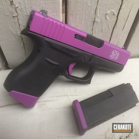 Powder Coating: Glock 43,Glock,Ladies,Wild Purple H-197,Crushed Silver H-255,Pistol,Monogram