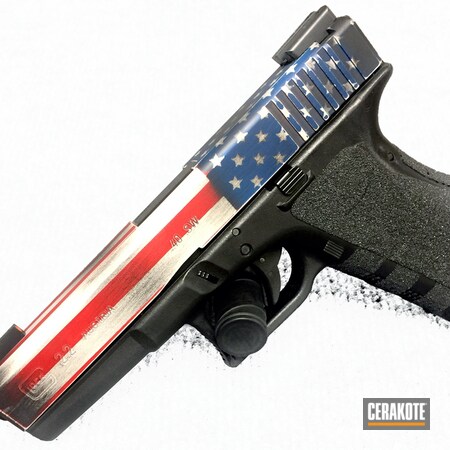 Powder Coating: Bright White H-140,Glock,Pistol,America,USMC Red H-167,American Flag,Stars and Bars,Battleworn,Stars and Stripes,40cal,Sky Blue H-169,Glock 22