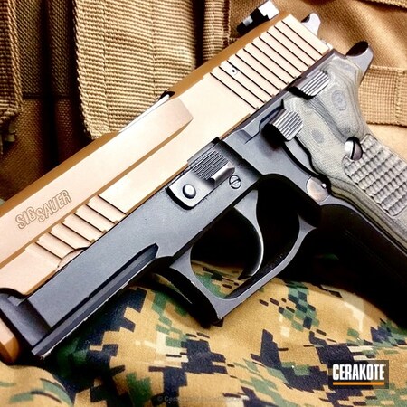 Powder Coating: Sig Sauer P229,Two Tone,Tactical Pistol,Sig Sauer,Pistol,Armor Black H-190,Scorpion,Coyote Tan H-235