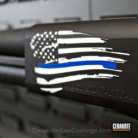 Powder Coating: Bright White H-140,Shotgun,Stencil,Thin Blue Line,Pump-action Shotgun,Armor Black H-190,Punisher,American Flag,Ridgeway Blue H-220,Distressed American Flag