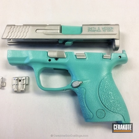 Powder Coating: Smith & Wesson,Ladies,Pistol,Satin Mag H-147,Color Fill,Performance Center,M&P Shield 9mm,Sea Blue H-172
