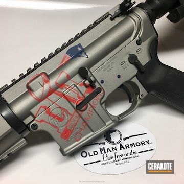 Cerakoted H-219 Gun Metal Grey, H-216 Smith & Wesson Red And H-127 Kel-tec Navy Blue