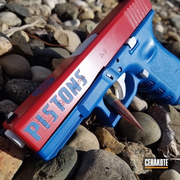 Cerakoted H-140 Bright White, H-220 Ridgeway Blue And H-216 Smith & Wesson Red