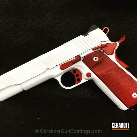 Powder Coating: Bright White H-140,Crimson H-221,Kimber,Gun Coatings,Two Tone,1911,Pistol,Kimber 1911