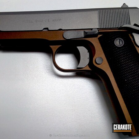 Powder Coating: 1911A1,Two Tone,1911,Pistol,SAVAGE® STAINLESS H-150,Burnt Bronze H-148